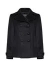 Blanca Vita Notched-lapels Brushed-effect Peacoat In Black
