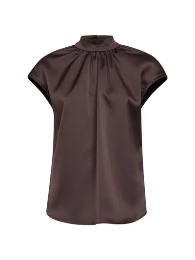 Blanca Vita Coffee Satin Maria Top In Brown