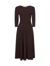 Blanca Vita Coffee Stretch Jersey Asia Flared Midi Dress