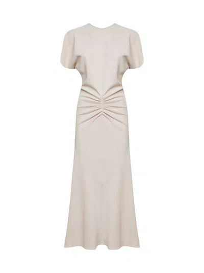 Blanca Vita Cream Cady Arteta Midi Dress With Gathered Detailing In White
