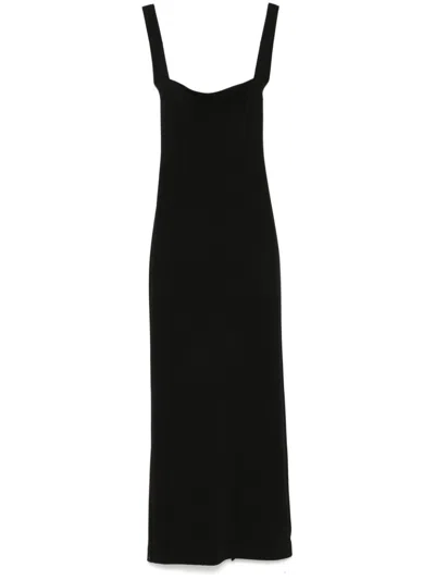 Blanca Vita Crepe-texture Maxi Dress In Black
