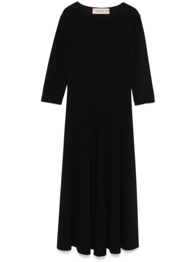 Blanca Vita Crepe-texture Midi Dress In Black