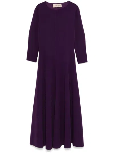 Blanca Vita Crepe-texture Midi Dress In Purple