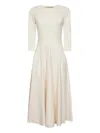 Blanca Vita Butter Stretch Jersey Asia Flared Midi Dress In Neutral
