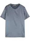 Blanca Vita Crew-neck Satin T-shirt In Blue