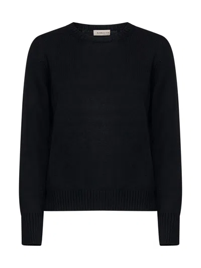 Blanca Vita Crew-neck Sweater In Black Virgin Wool