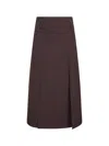 Blanca Vita Dark Brown Jersey Marialuisa Paneled Midi Skirt In Brown