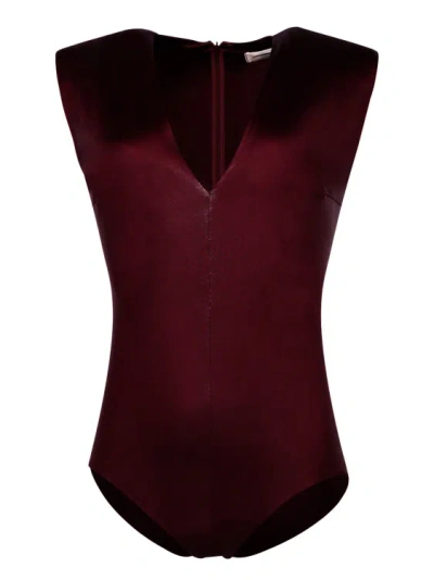 Blanca Vita Betonica Jersey Bodysuit In Burgundy