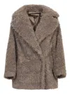 Blanca Vita Double-breasted Beige Coat With Classic Lapel In Neutrals