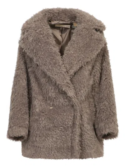 Blanca Vita Double-breasted Beige Coat With Classic Lapel In Neutrals