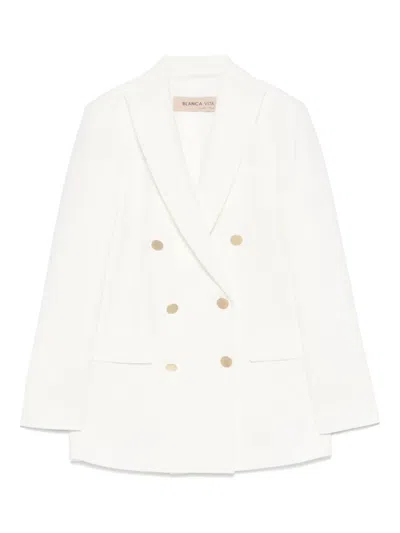 Blanca Vita Double-breasted Blazer In White