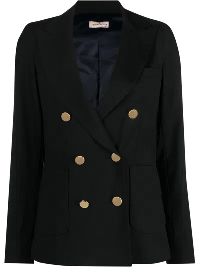 Blanca Vita Double-breasted Blazer In Black