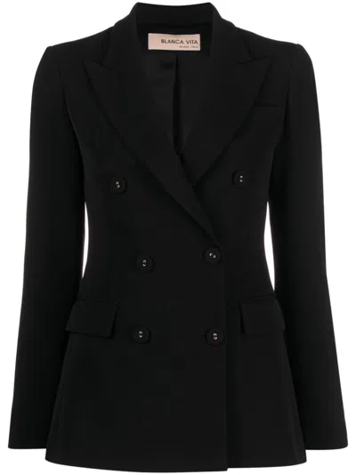 Blanca Vita Double-breasted Blazer In Black