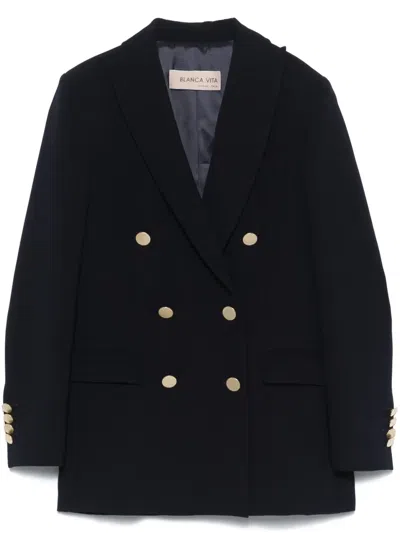 Blanca Vita Double-breasted Blazer In Blue