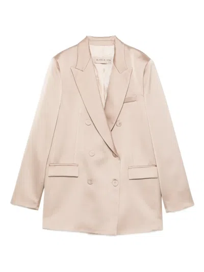 Blanca Vita Double-breasted Blazer In Neutral