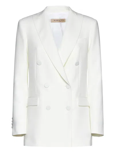 Blanca Vita Double-breasted Blazer In White