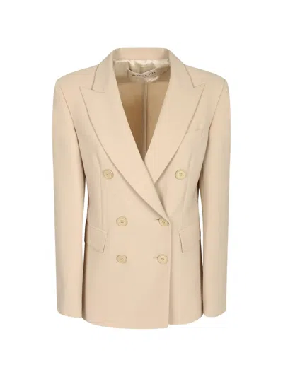 Blanca Vita Double-breasted Peak-lapel Blazer In Neutral
