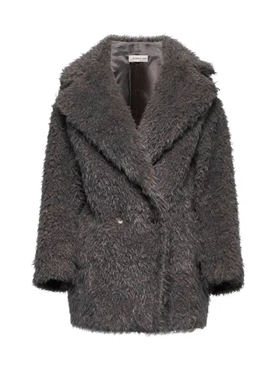 Blanca Vita Dove Grey Chary Short Teddy Coat In Gray