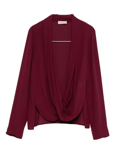 Blanca Vita Draped-neckline Top In Red