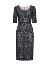 Blanca Vita Blue Lace Midi Dress In Navy