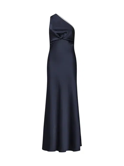 Blanca Vita Aloysia Satin One-shoulder Long Dress In Topaz