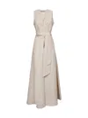 Blanca Vita Ecru Viscose And Linen Alongi Long Dress