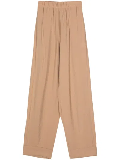 Blanca Vita Elasticated-waist Wide-leg Trousers In Neutrals