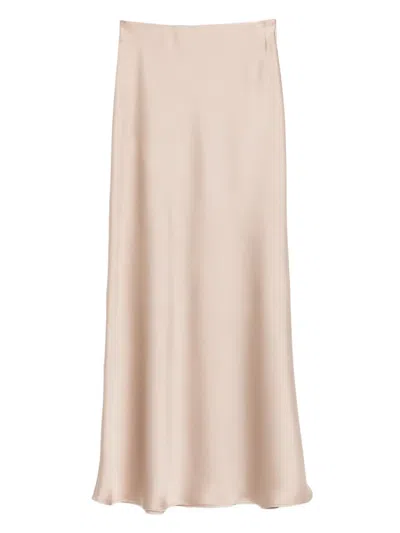 Blanca Vita Elasticated-waistband Long Straight Skirt In Brown