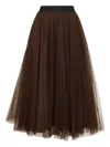 Blanca Vita Elasticated-waistband Tulle Skirt In Brown