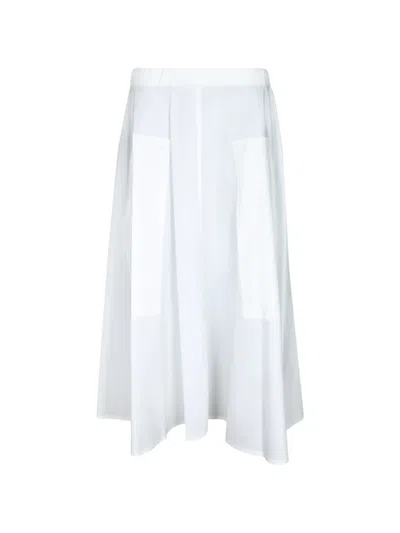 Blanca Vita Elasticated-waistband Patch-pocket Skirt In White