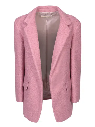 Blanca Vita Elegant Blazer Coat With Textured Fabric And Tailored Fit In Pink
