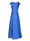 Blanca Vita Arnica Satin Flared Gown In Blue