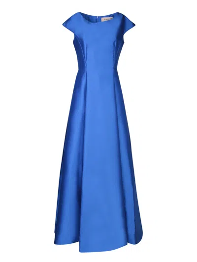 Blanca Vita Arnica Satin Flared Gown In Blue