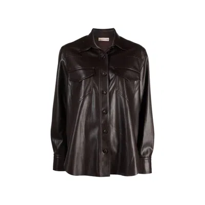 Blanca Vita Faux Leather Shirt In Black