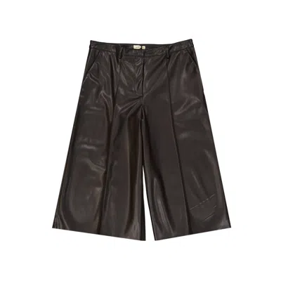 Blanca Vita Faux Leather Shorts In Brown