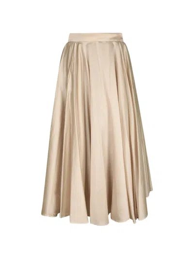 Blanca Vita Flared Pleated Skirt In Brown