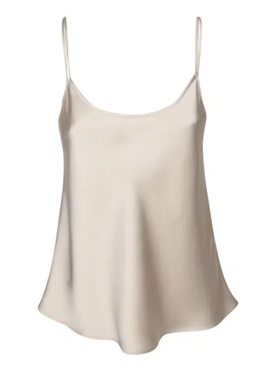 Blanca Vita Fluid-cut Satin Tank Top With Thin Straps In Beige