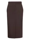 Blanca Vita Brown Stretch Cady Galizia Midi Pencil Skirt In Brown