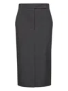 Blanca Vita Anthracite Stretch Cady Galizia Midi Pencil Skirt In Black