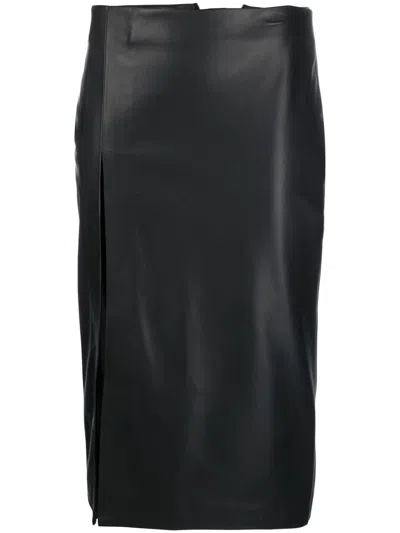 Blanca Vita Front Slit-detail Midi Skirt In Onice
