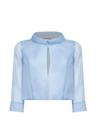 Blanca Vita Funnel-neck Cropped Jacket In Blue