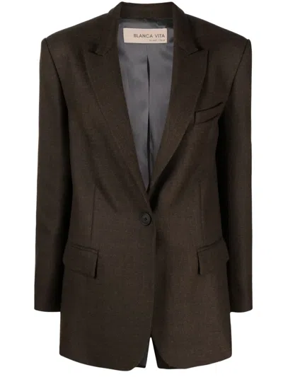 Blanca Vita Gasteria Wool Blend Single-breasted Blazer In Braun
