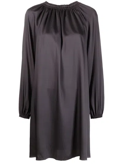Blanca Vita Asplenium Satin Dress In Dark Grey