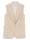Blanca Vita Beige Viscose Blend Gelly Sleeveless Blazer