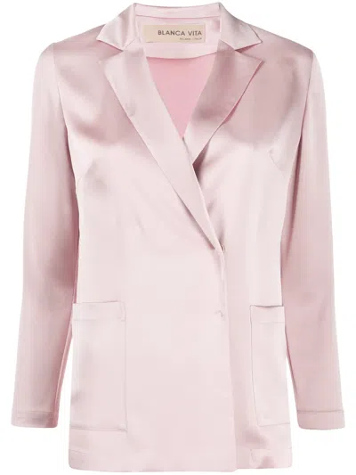 Blanca Vita Gilda Satin Blazer In Pink