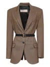 Blanca Vita Brown Houndstooth Gasteria Belted Blazer In Multi