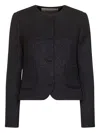 Blanca Vita Glitter Tweed Jacket In Animal Print
