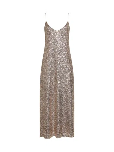 Blanca Vita Gold Sequins Alytea Long Slip Dress In Metallic