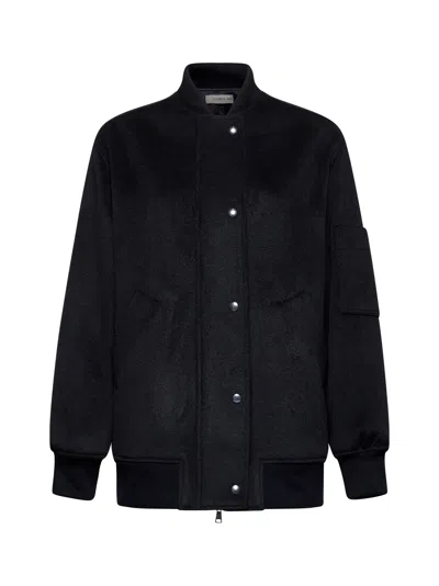 Blanca Vita Grey Cloth Bari Bomber Jacket In Black