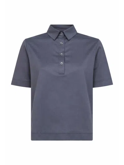 Blanca Vita Grey Cotton Jersey Polo Shirt In Blue